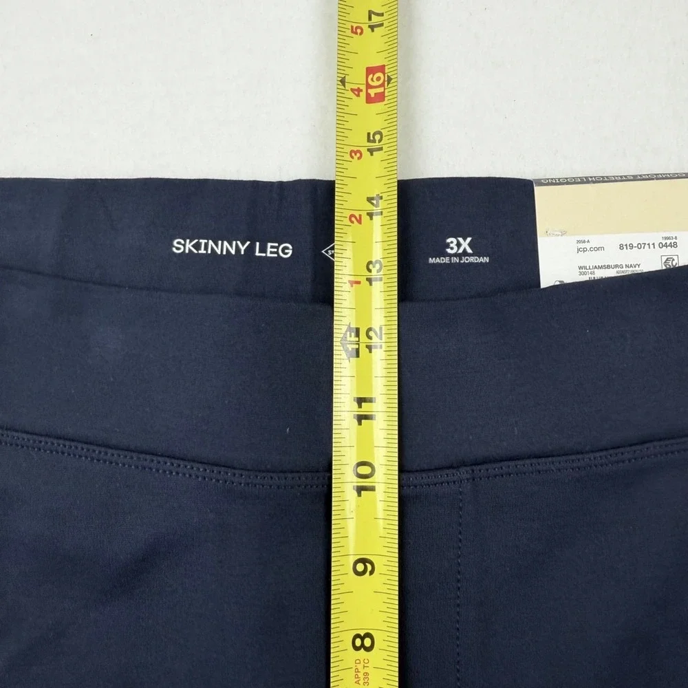 St Johns Bay Women's Pull-on Skinny Leg Comfort Stretch Navy Leggings Sz 3X NWT